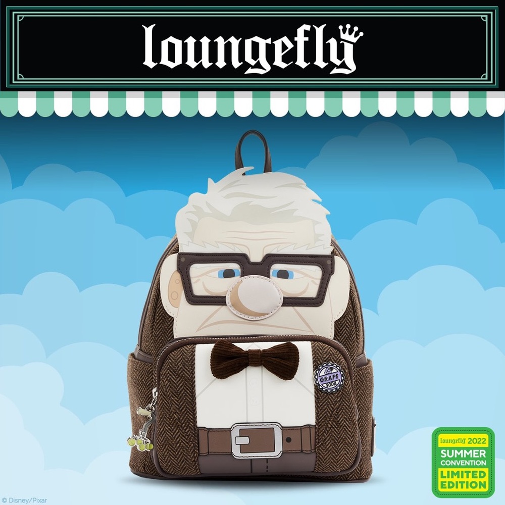 NWT Carl Pixar San Diego Comic Con SDCC Loungefly Backpack Pixar Up Disney Bag